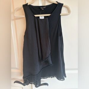 Banana Republic Black Sleeveless Pom-Pom Trim Top Size S